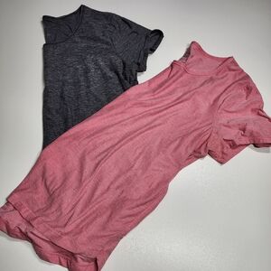 RBX Workout Tee Bundle L Gray Pink Athletic Running Gym Activewear